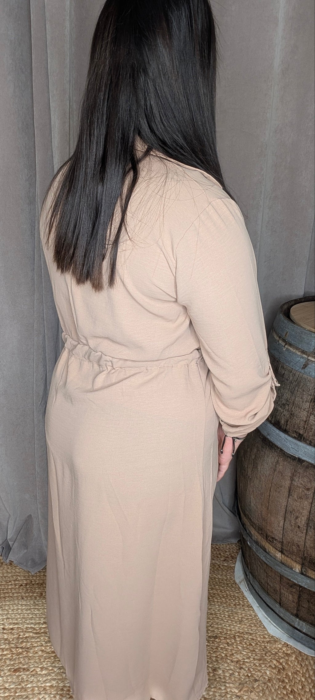 Robe Chemise Longue Camel – Élégance Naturelle