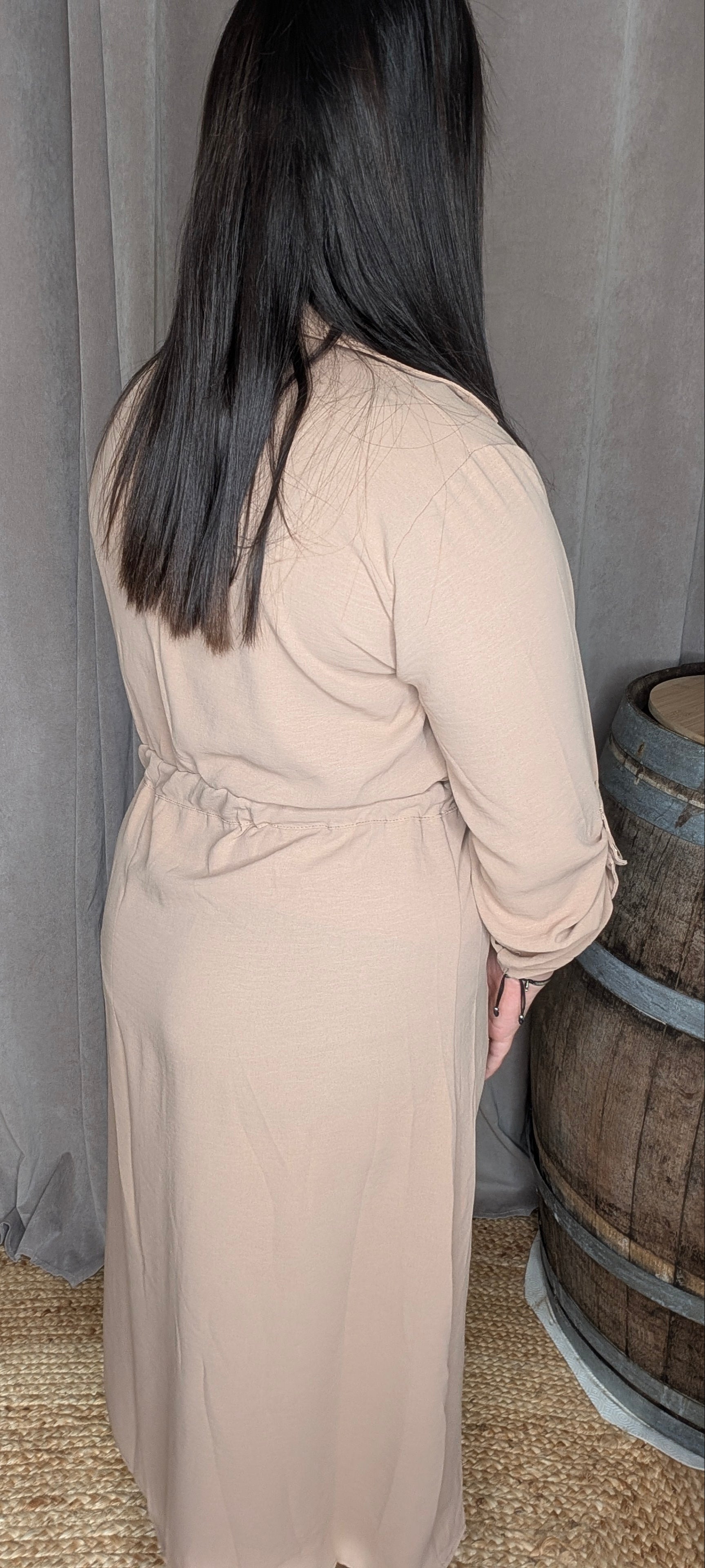 Robe Chemise Longue Camel – Élégance Naturelle
