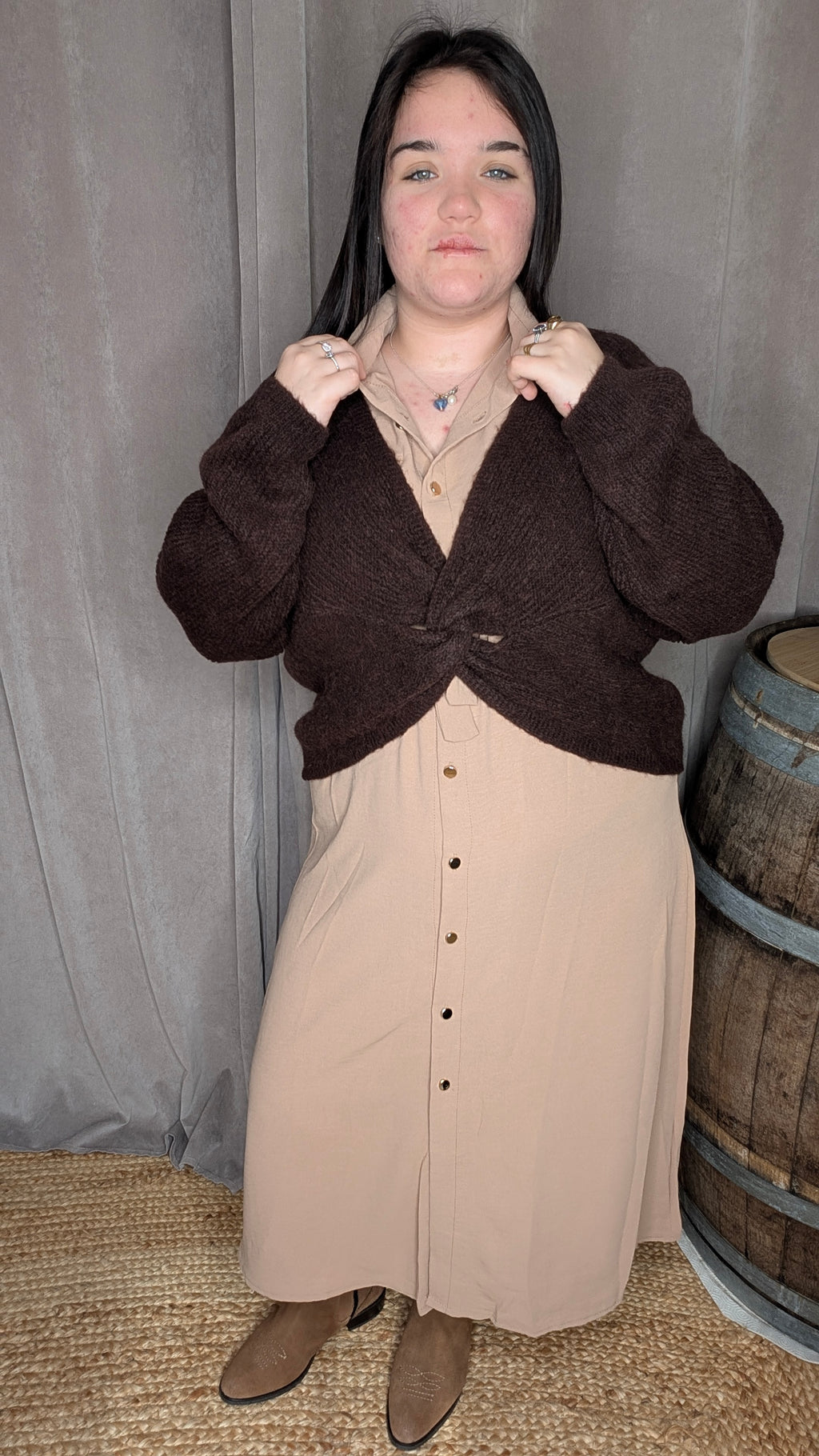 Robe Chemise Longue Camel – Élégance Naturelle