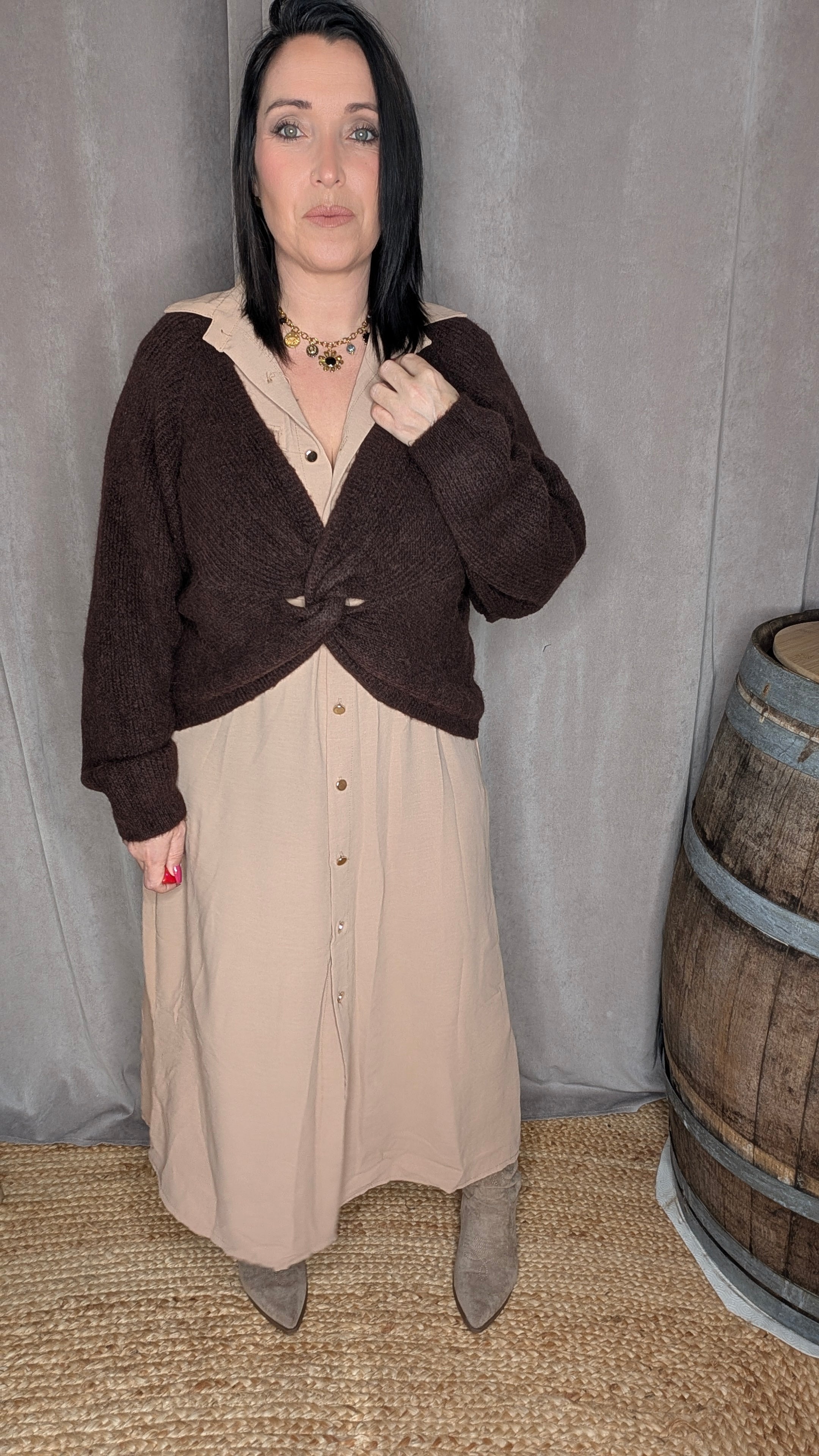 Pull Twist Chocolat – Maille Alpaga