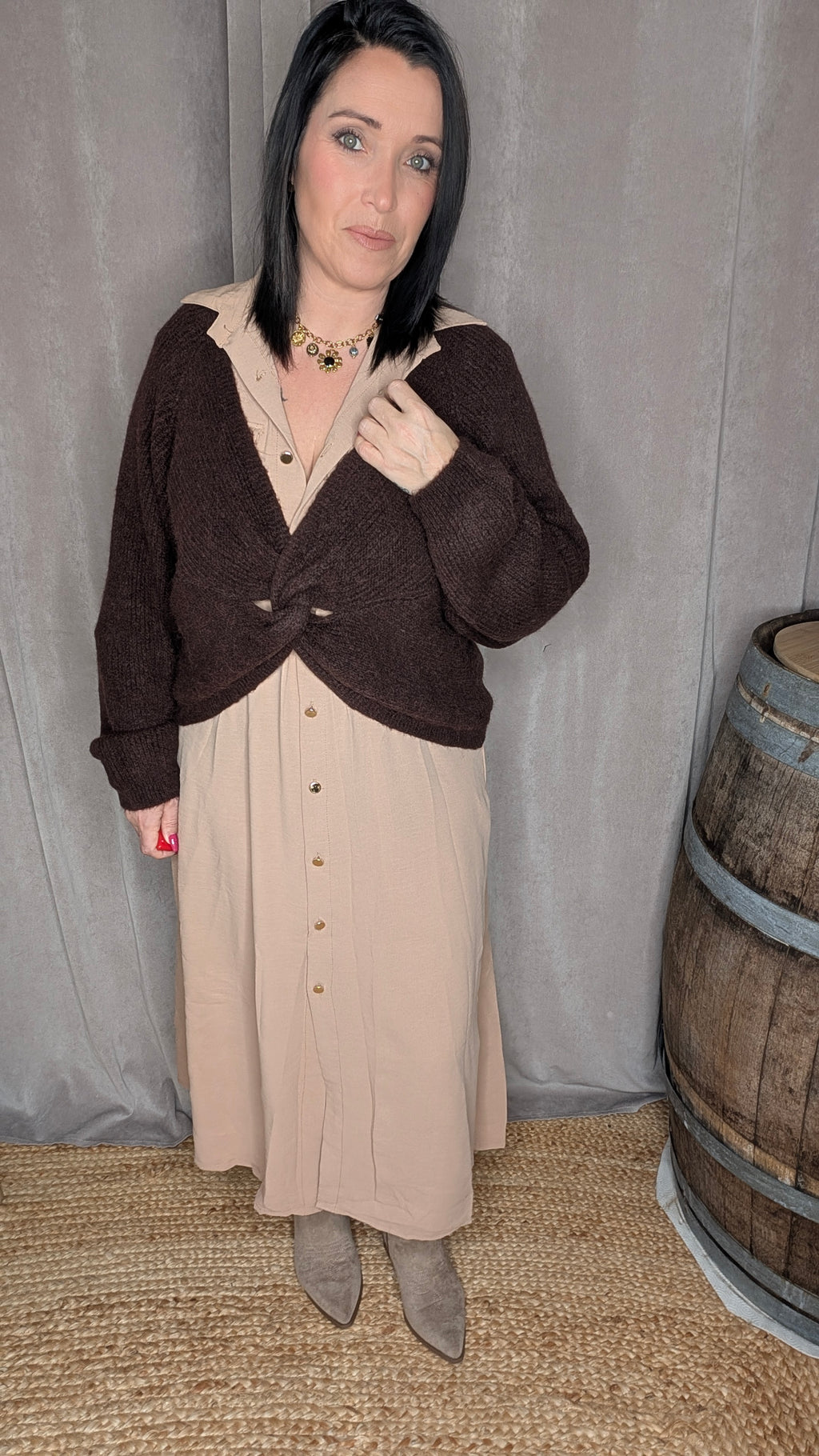 Robe Chemise Longue Camel – Élégance Naturelle