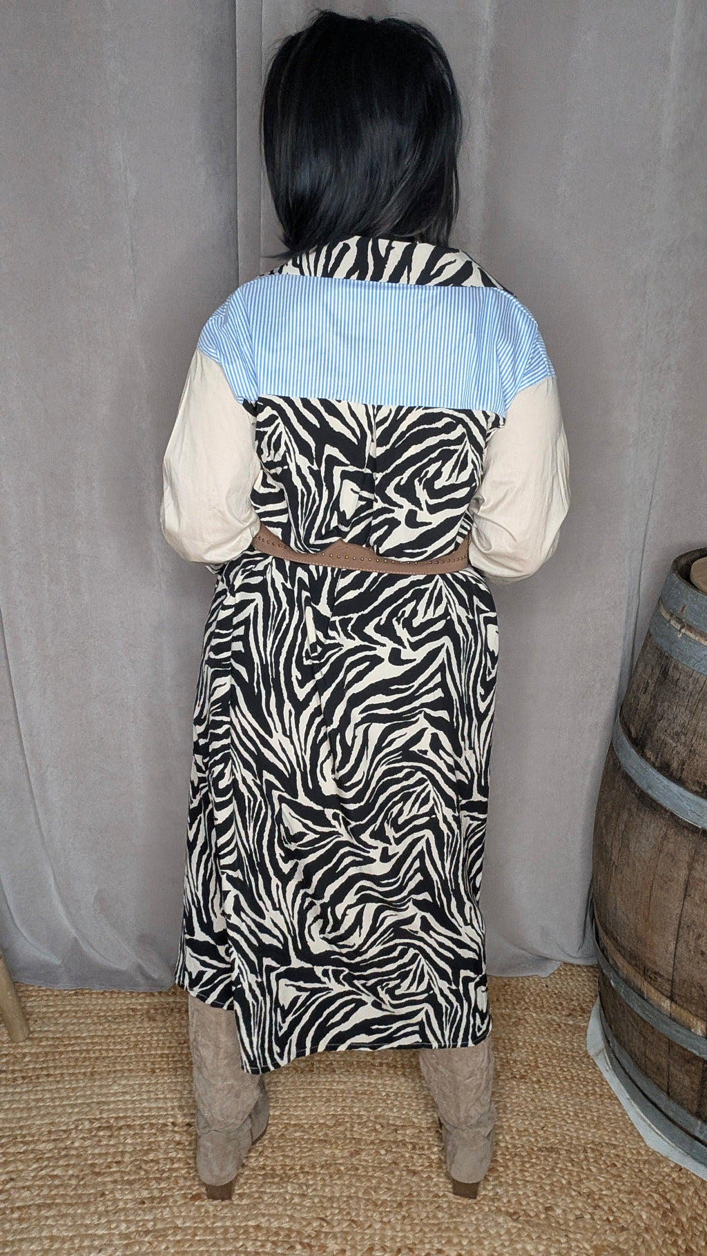 Robe Chemise Graphique – Rayures & Imprimé Zébré