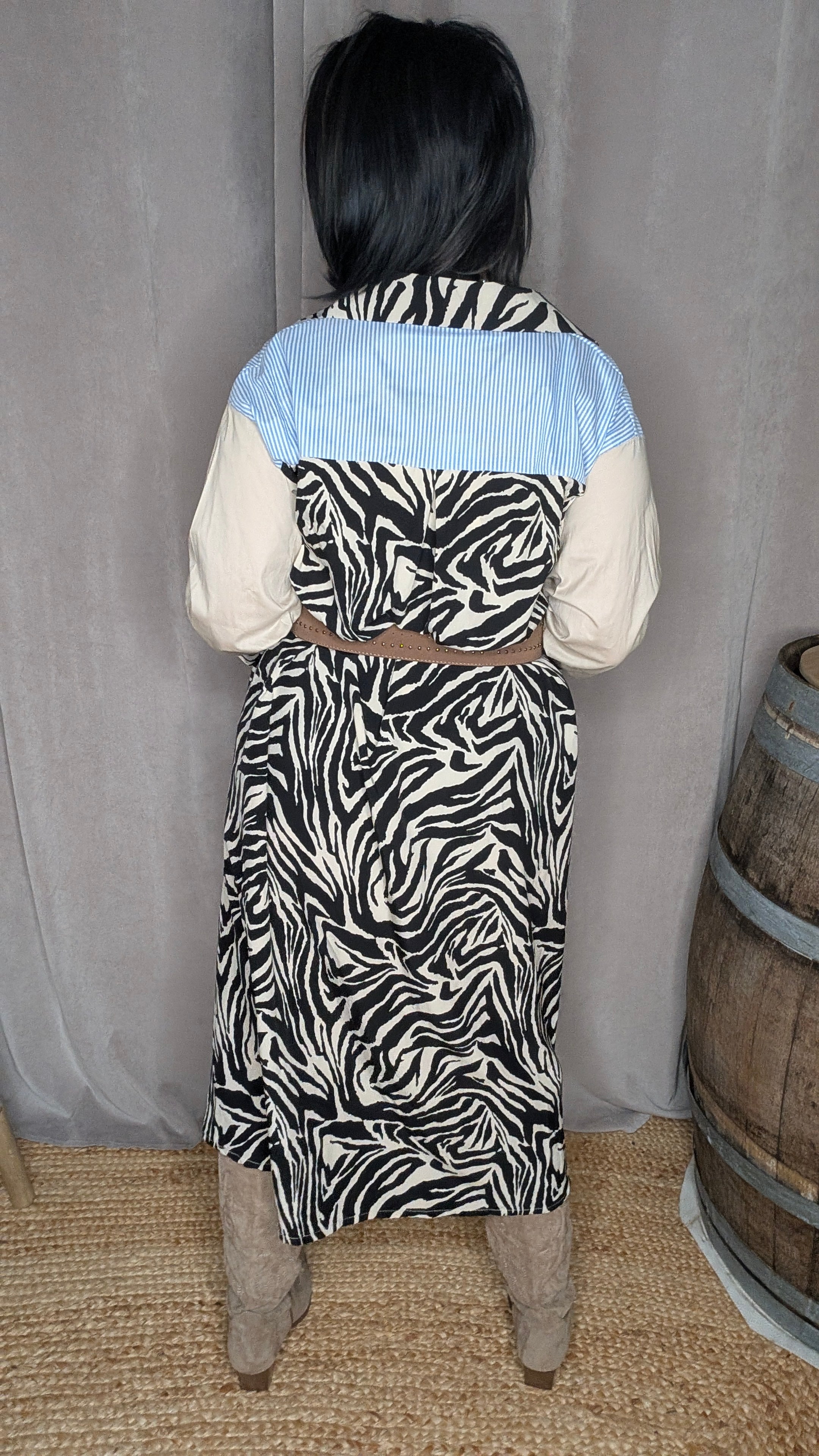 Robe Chemise Graphique – Rayures & Imprimé Zébré