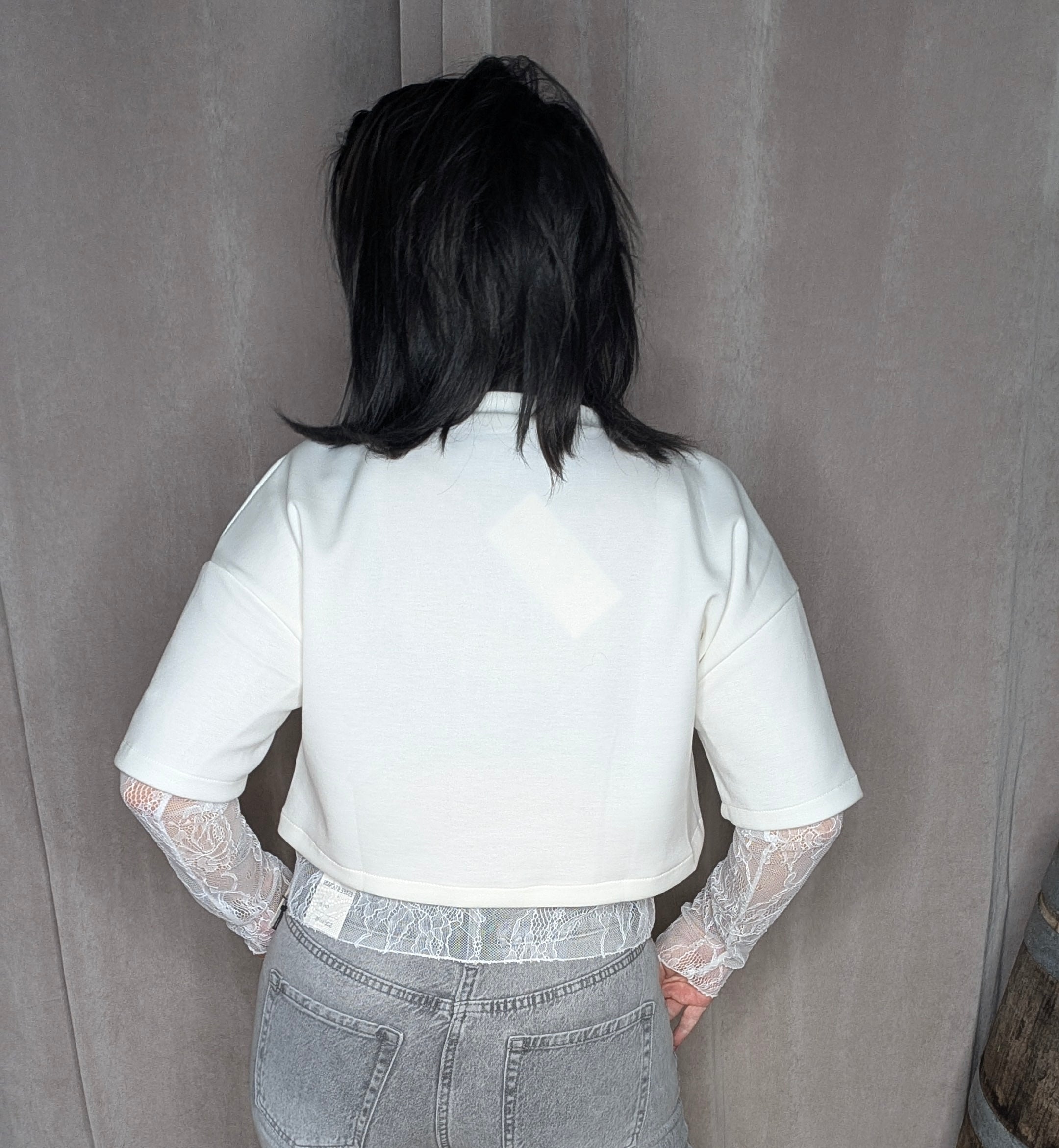 Top Blanc Sweat & Dentelle Femme – Chic Printemps
