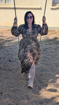 🐆 ROBE LONGUE LÉOPARD À FENTE