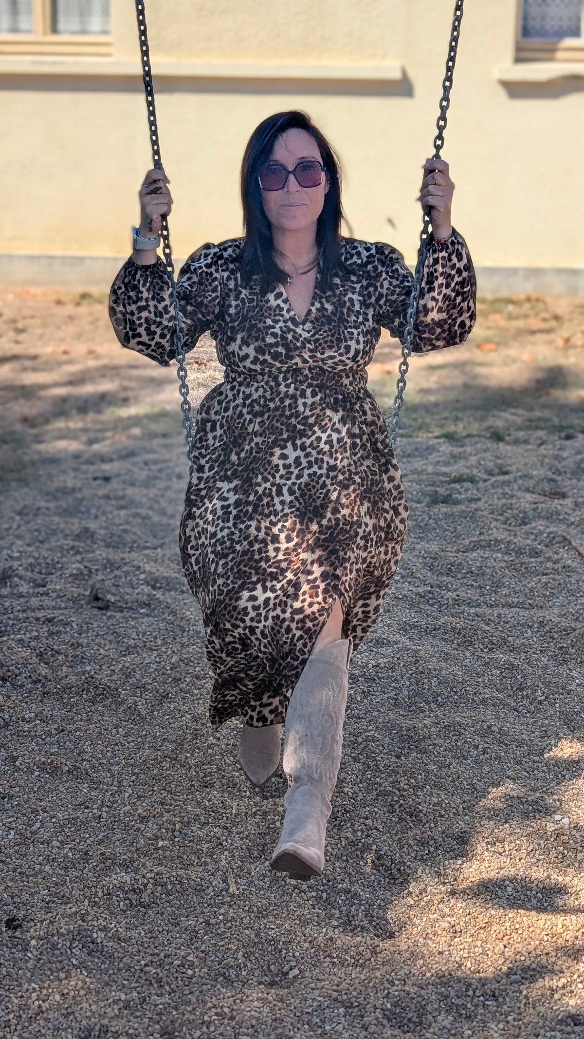 🐆 ROBE LONGUE LÉOPARD À FENTE