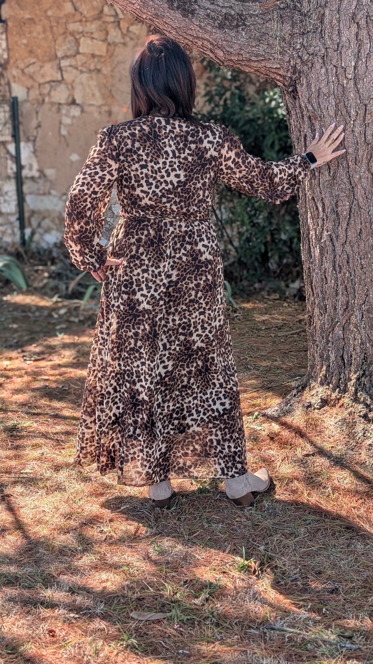 🐆 ROBE LONGUE LÉOPARD À FENTE